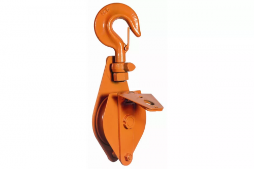 Блок шкивовый однорольный с крюком и откидной щекой 10 т, D каната 23 - 25 мм